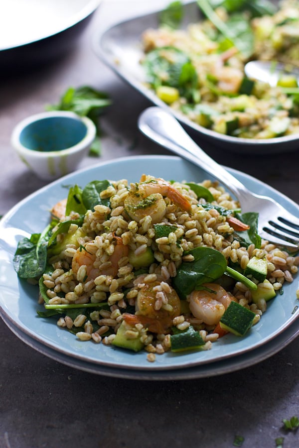 Green Goddess Shrimp and Farro Bowls