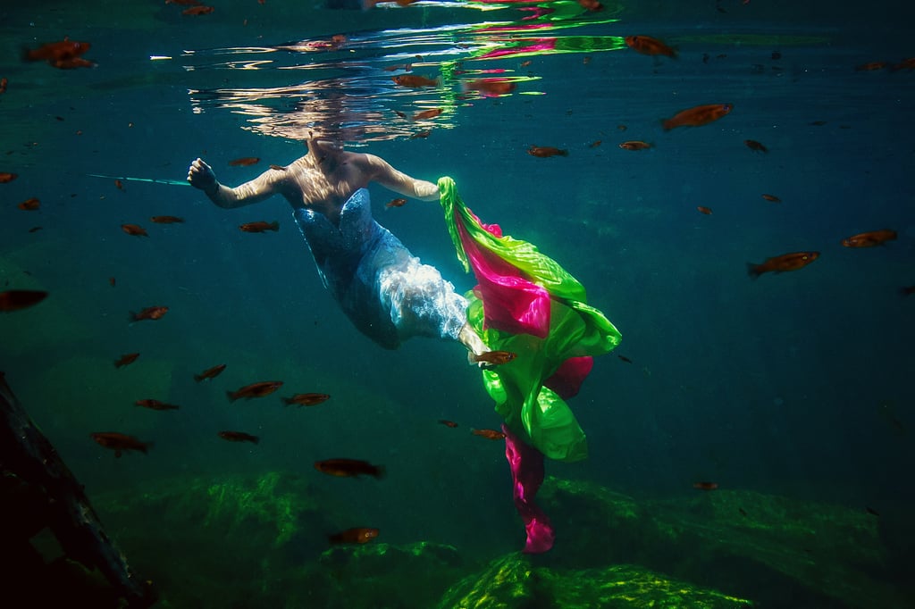 Underwater Trash-the-Wedding-Dress Shoot