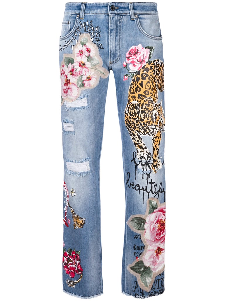 Tiger Patch Denim Jeans by Dolce & Gabbana | Jeans With Patches ...