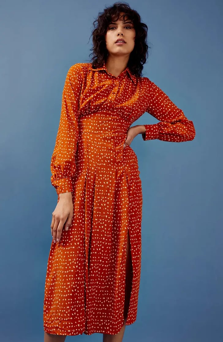 Topshop Dot Print Long Sleeve Shirtdress