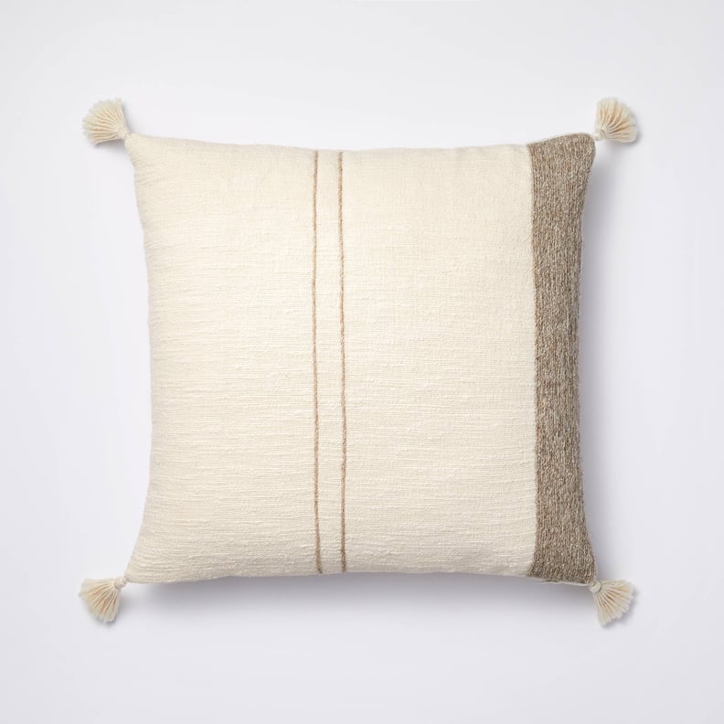 A Textured Piece: Threshold Designed With Studio McGee Striped Jute Embroidered Square Throw Pillow