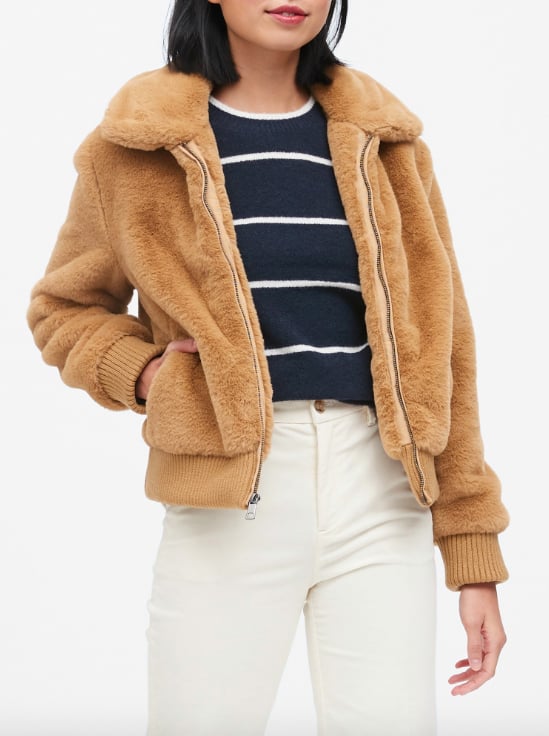 Gap faux online fur bomber jacket