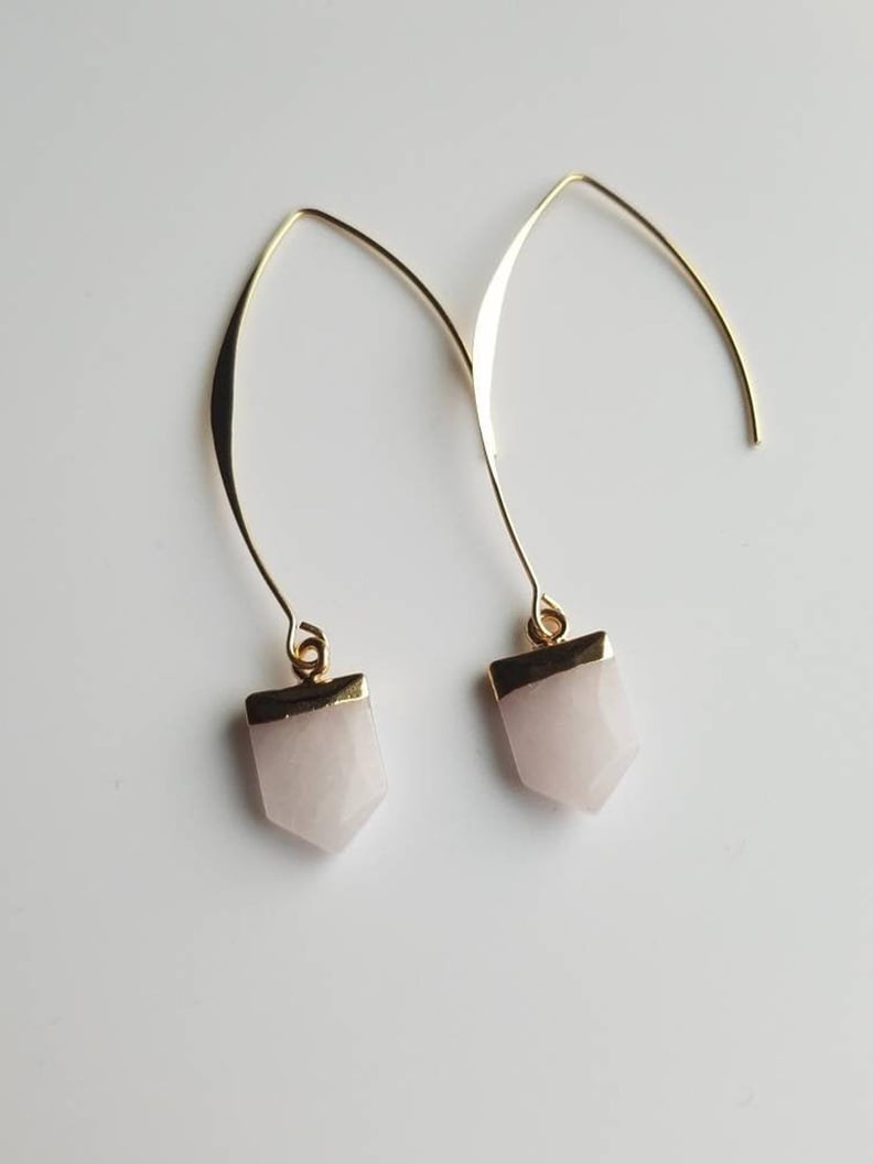 Rose Gold Everything: Elle Brands Rose Quartz Drop Earrings