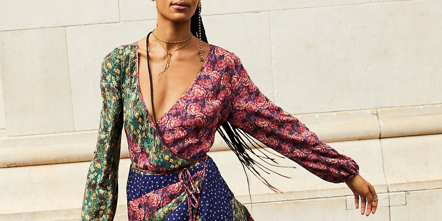 Free People Endless Love Patchwork Floral Wrap Maxi Dress Dresses