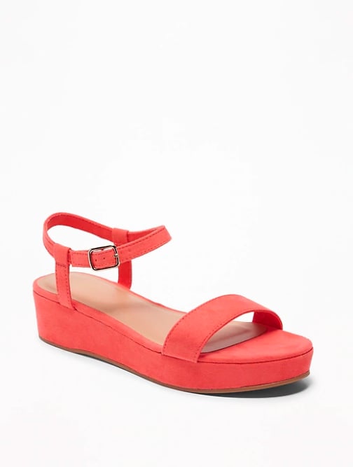 Faux-Suede Ankle-Strap Platform Sandals