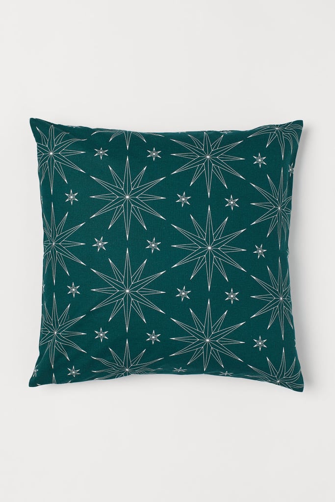Patterned Cushion Cover in Green / Stars