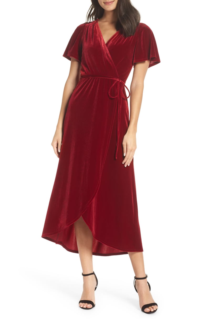 Chelsea28 Velvet Faux Wrap Midi Dress