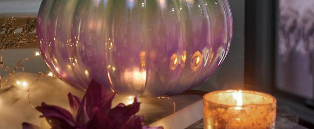 Iridescent Pumpkin Halloween Decorations in Purple and White