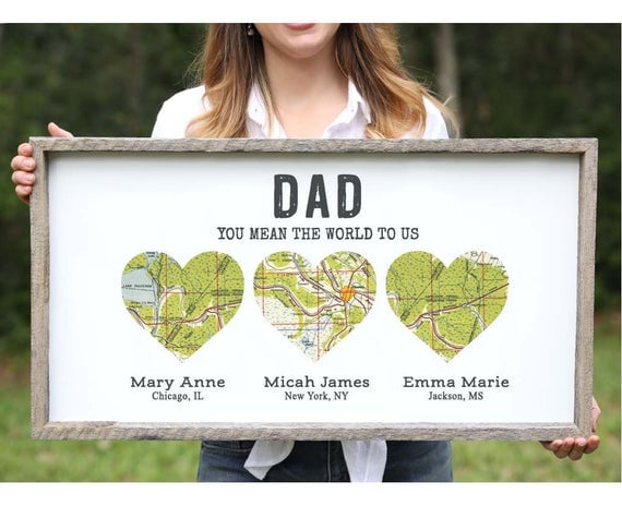 Personalized Long-Distance Family Wood Heart Map
