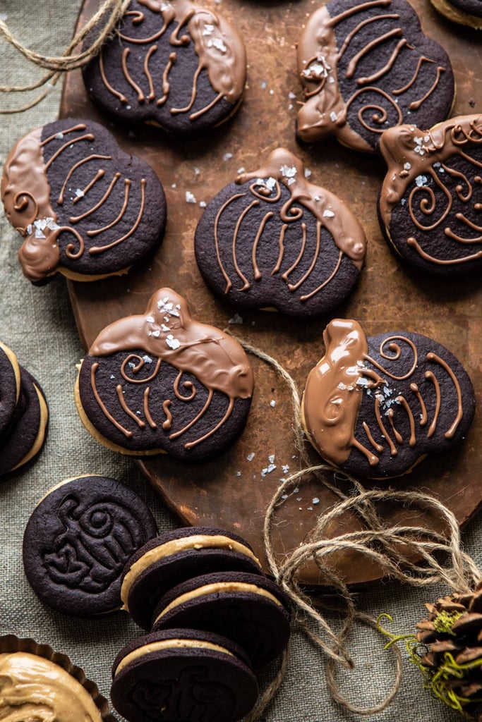 Peanut Butter Stuffed Chocolate Pumpkin Cookies