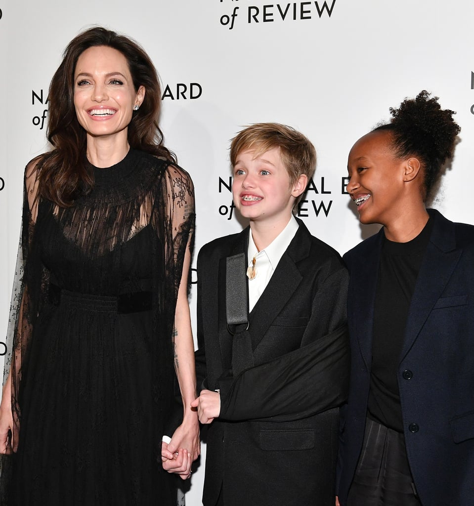 Angelina was accompanied by daughters Shiloh and Zahara at the National Board of Review Annual Awards Gala in January 2018.