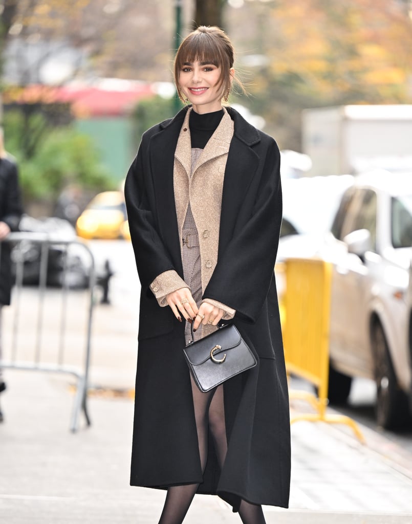 Lily Collins Nails Winter Dressing