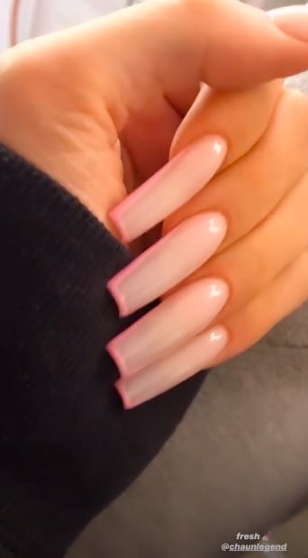 Kylie Jenner's Subtle Neon Pink Outline Nail Polish