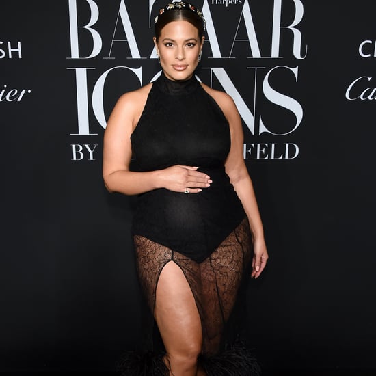 Ashley Graham Pregnant in Black Feather Dress By 16Arlington
