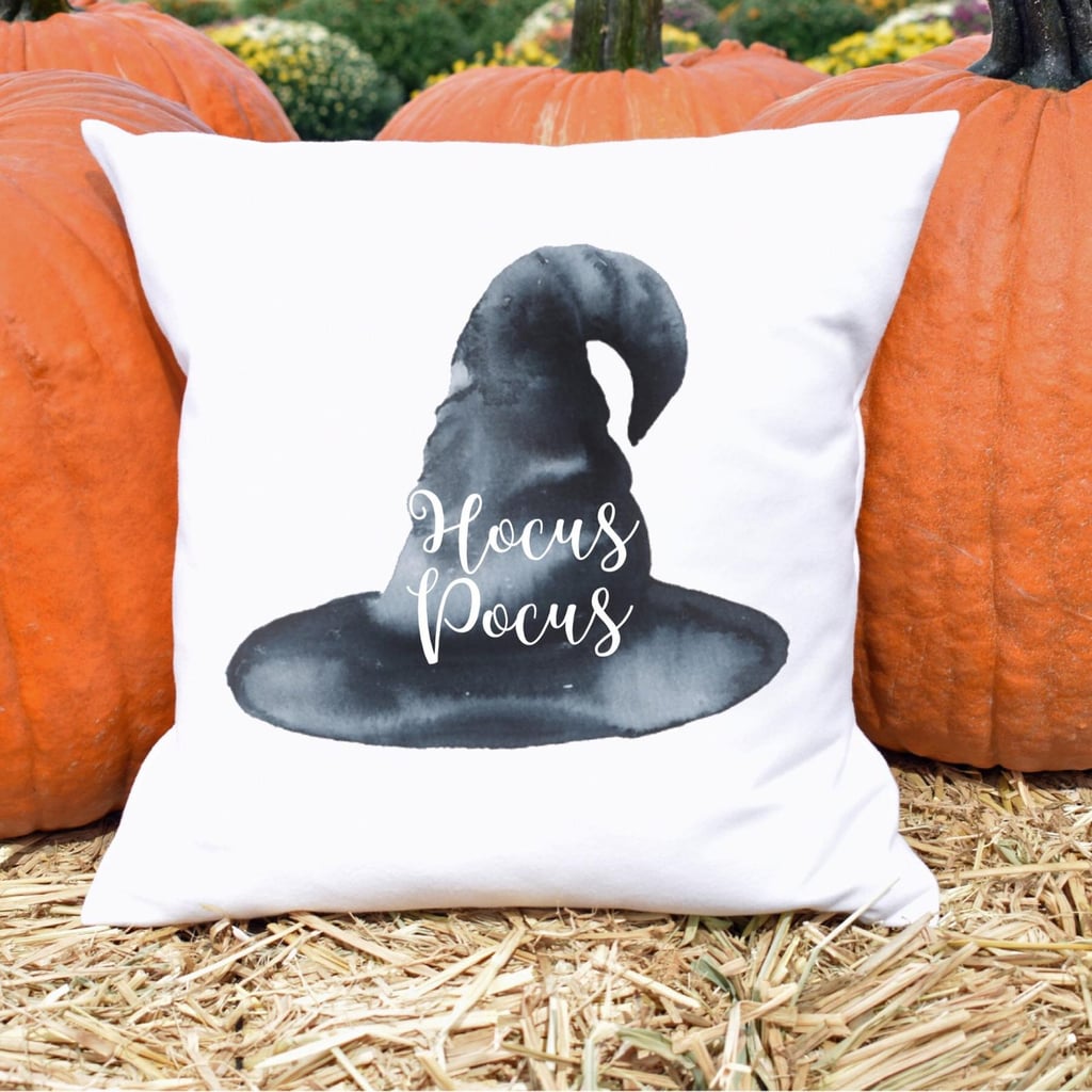 Black Witch Hat Hocus Pocus Halloween Pillow Cover