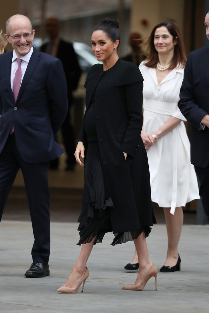 Meghan Markle's Black Givenchy Coat ACU Visit Jan. 2019