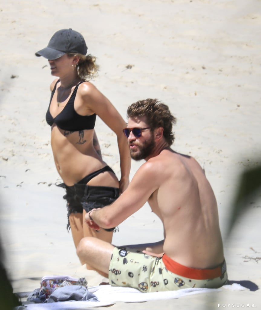 Miley Cyrus and Liam Hemsworth at the Beach Jan. 2018