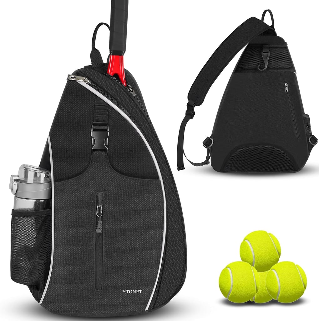 Ytonet Tennis Bag ($20, originally $24)
As much as we love that chic tennis tote from Mark and Graham, this pocketed tennis bag might be a more practical option if you travel with a water bottle, tennis racket, or any other court essentials. This accessory also features zippered compartments which are perfect for holding essentials like your car keys or wallet.