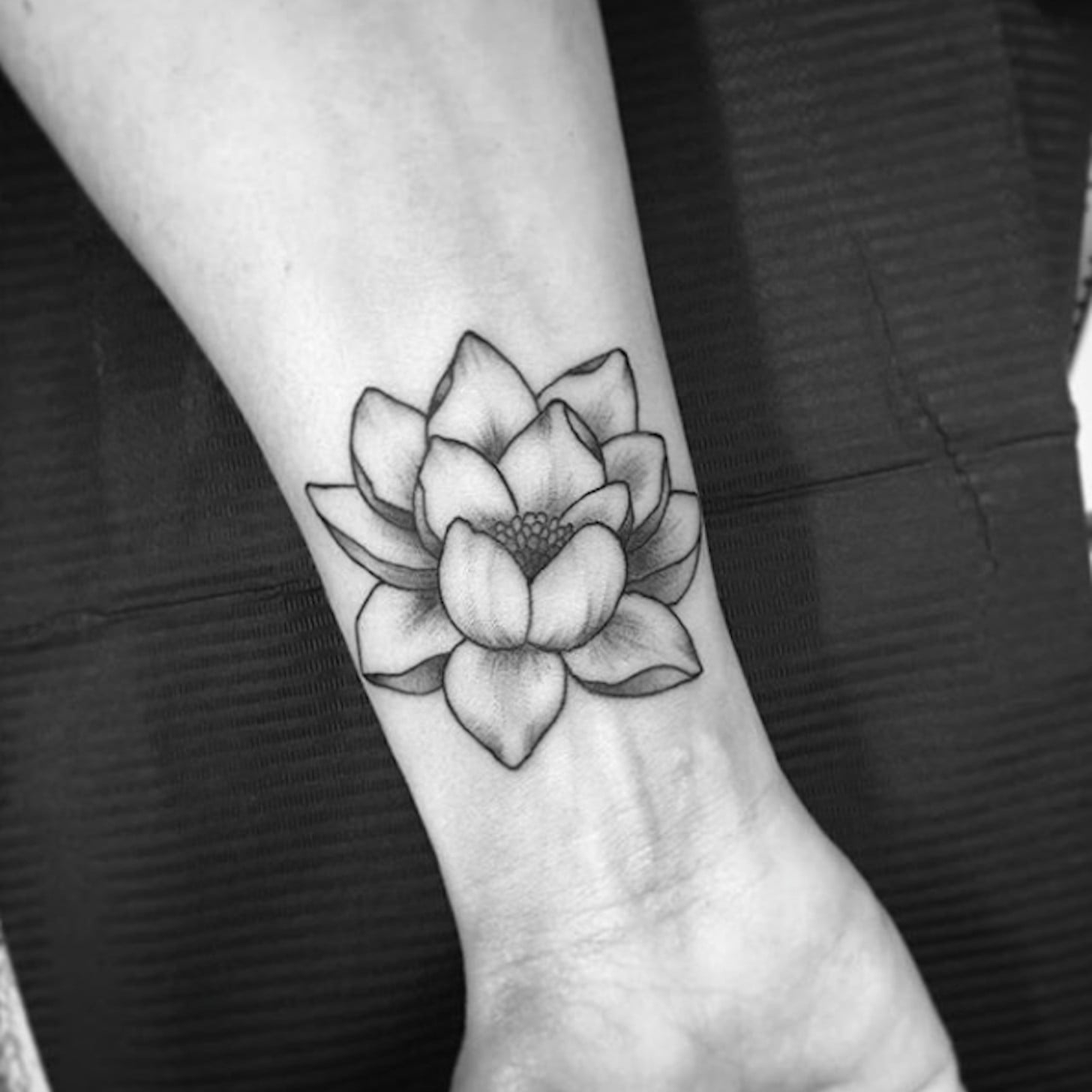 Cool Black And Grey Lotus Flower Tattoo Design