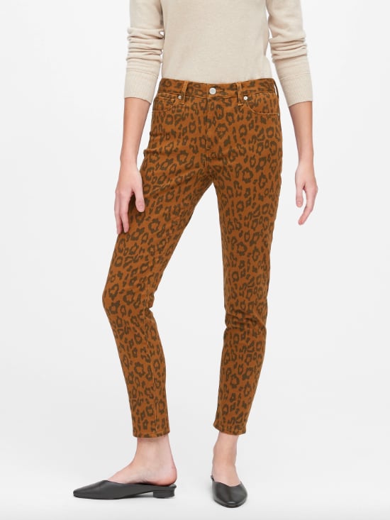 Mid-Rise Skinny Leopard Jean