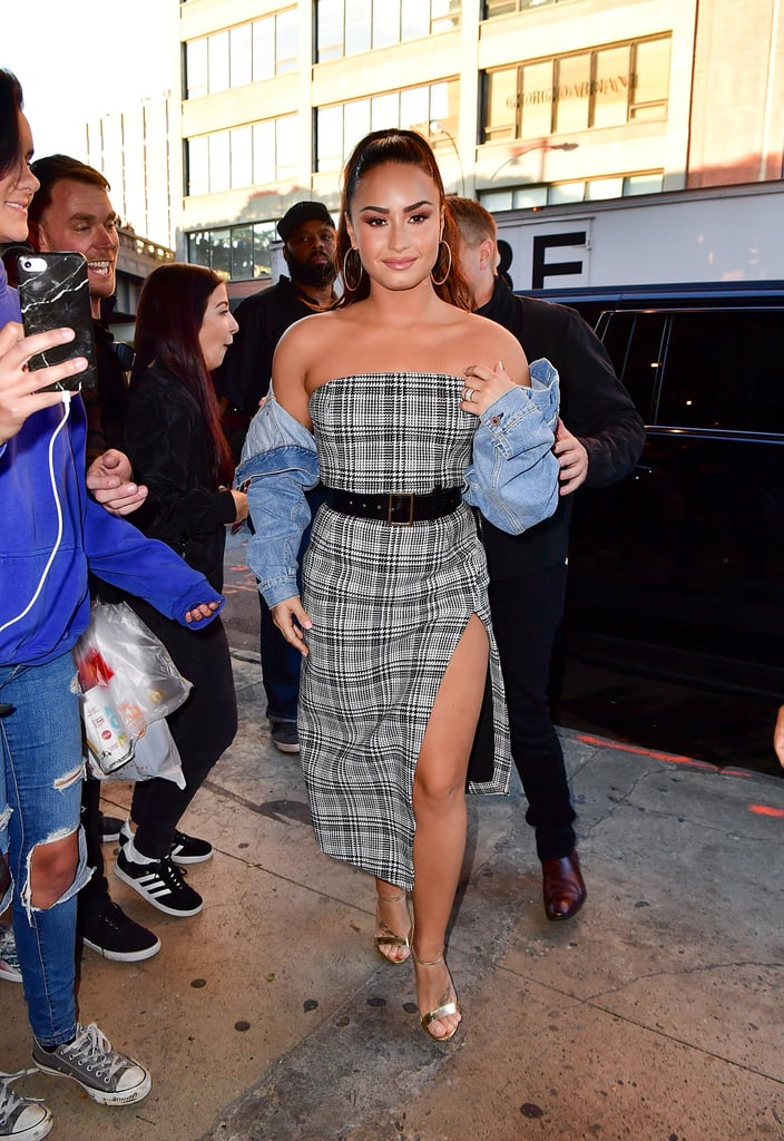 Demi Lovato in an Off-White dress and jacket.