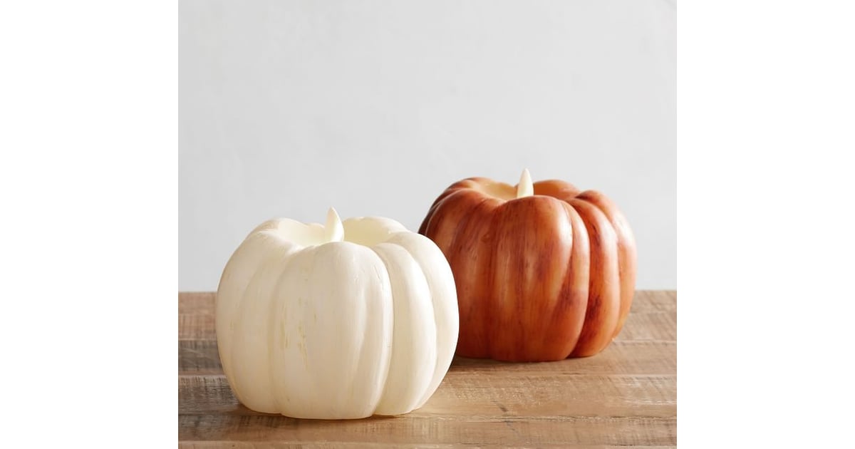 Pumpkin Premium Flickering Flameless Wax Candle Best Pottery Barn