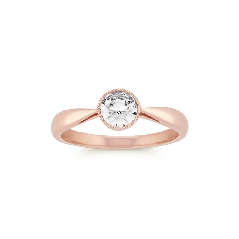 Shane Co. Round Bezel-Set White Sapphire Ring in 14k Rose Gold