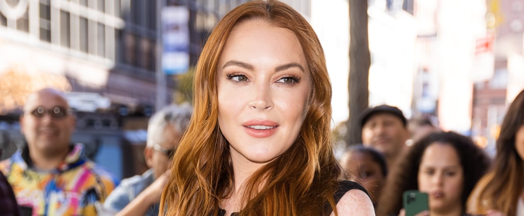 Lindsay Lohan Wears a White One-Shoulder Maternity Dress