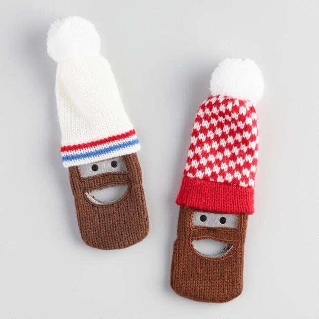 Knit Hat and Beard Bottle Openers Set of Two