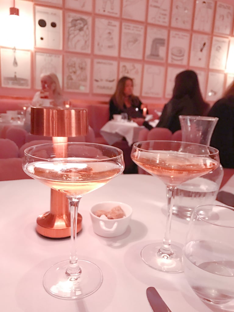 Rosé Champagne is a must, obviously. Pink on pink.