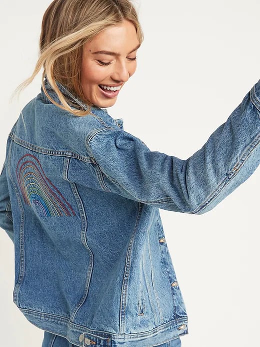 Old Navy Embroidered Pride Boyfriend Jean Jacket