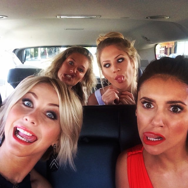 Julianne Hough and Nina Dobrev made funny faces in the car for a selfie.
Source: Instagram user juleshough