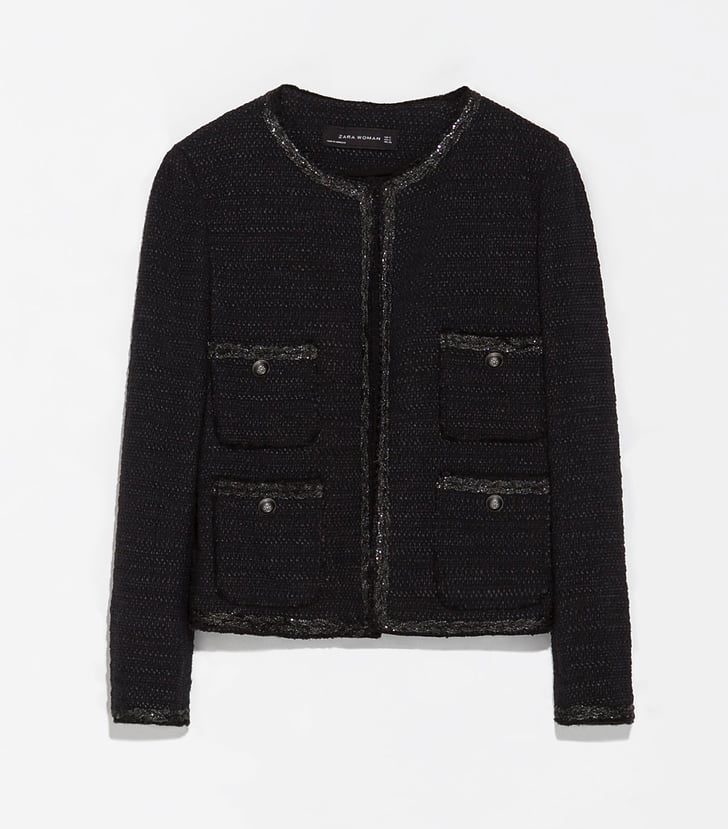 Zara dark navy tweed jacket ($159) | Jackets to Wear With Spring ...