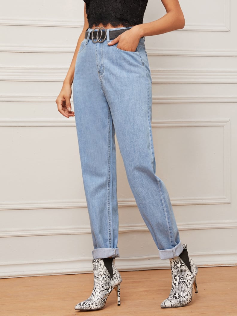 Shein Light Wash Mom Jeans Without Belt