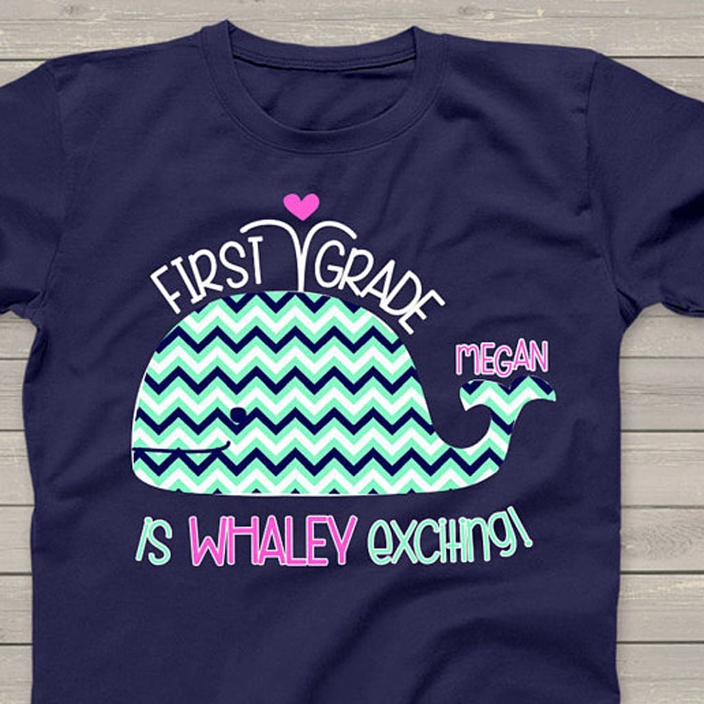 Fudgy would be pretty jealous of this personalized Whaley Exciting Shirt ($19) that adds a fun chevron pattern to her first-day-of-school look.