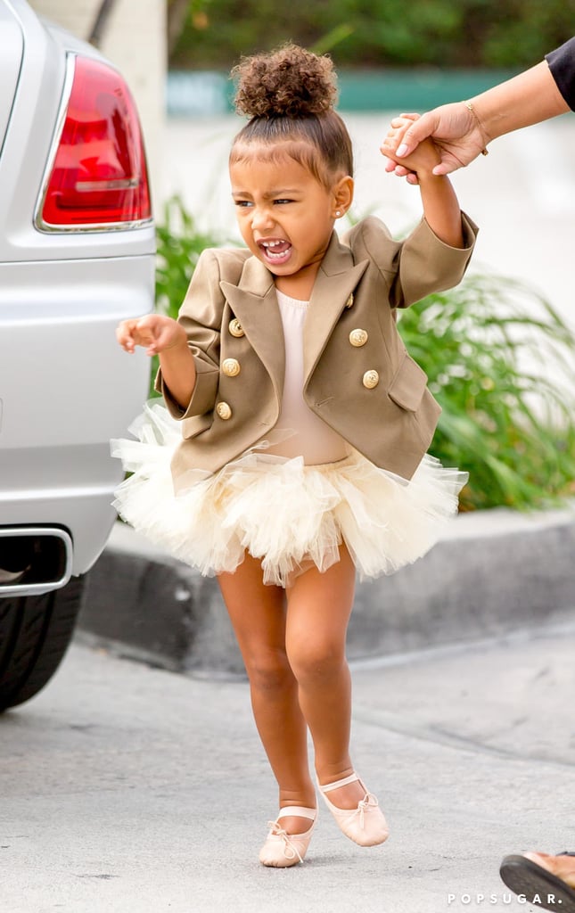 North West Wearing Balmain Blazer