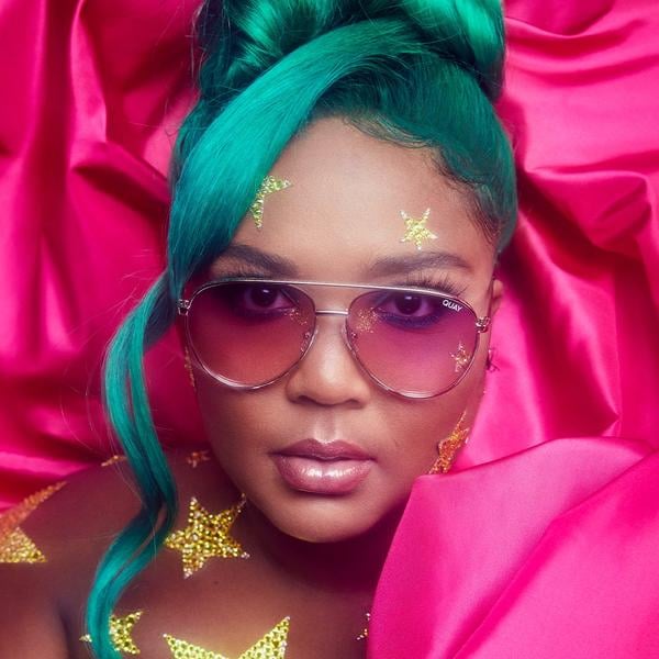 Quay x Lizzo Starry Eyed Sunglasses in Gold/ Purple Pink