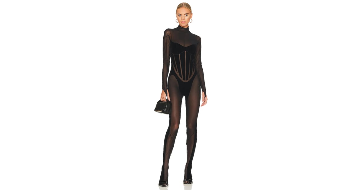X Mugler Flock Shaping Catsuit in Revolve Femme Vêtements Costumes M. Size XS 