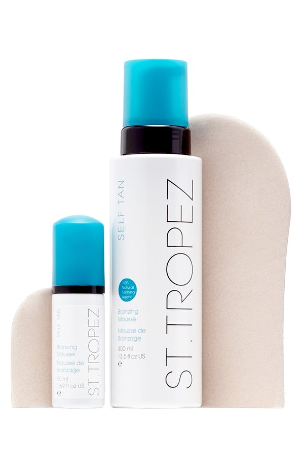 The deal: St. Tropez Self Tan Bronzing Mousse Home and Away Set ($49, $88 value)
Why it's a steal: St. Tropez's sunless tanning mousse is coveted for its easy-to-use formula and natural-looking color. This set includes a big bottle of the addictive potion and a body mitt, as well as an adorable mini mitt and mousse so you can glow on the go.