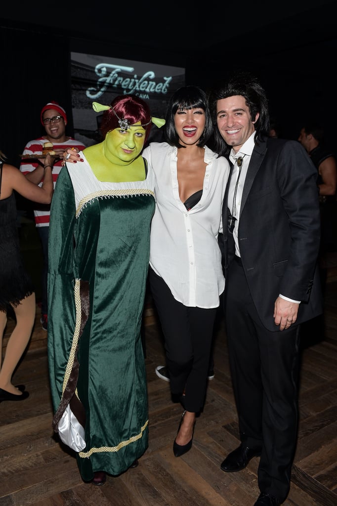 Matthew Morrison and Renee Puente got a kick out of Colton Haynes's Shrek-inspired costume.