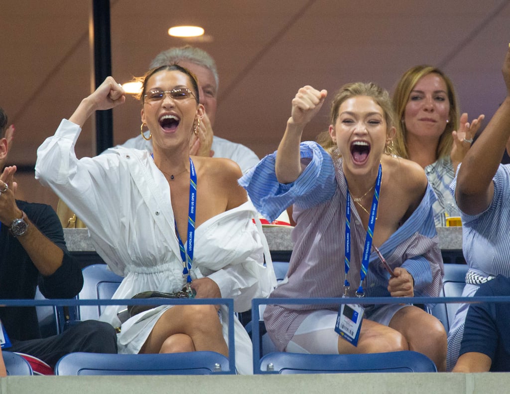 Gigi and Bella Hadid at US Open in Button-Downs 2018