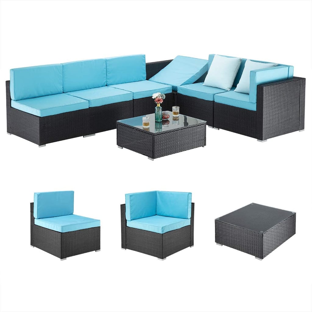 7 Pieces Patio Outdoor Rattan Sectional Sofa