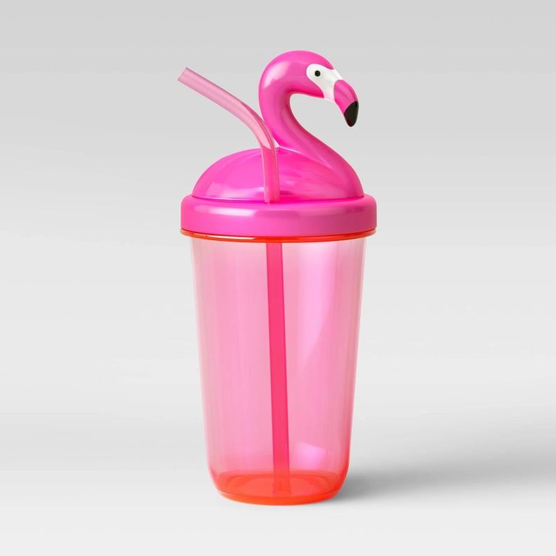 Plastic Flamingo Tumbler With Straw
