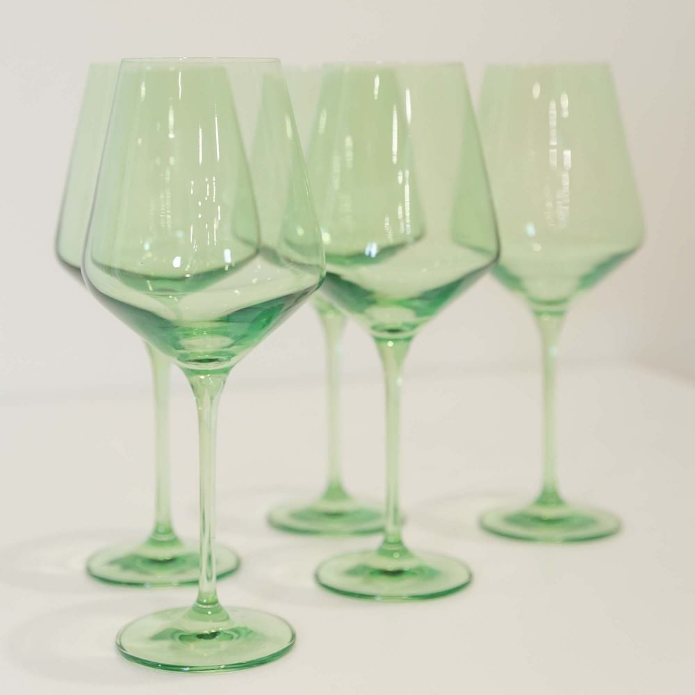 Estelle Coloured Glass Stemmed Wine Glasses (Set of 6)