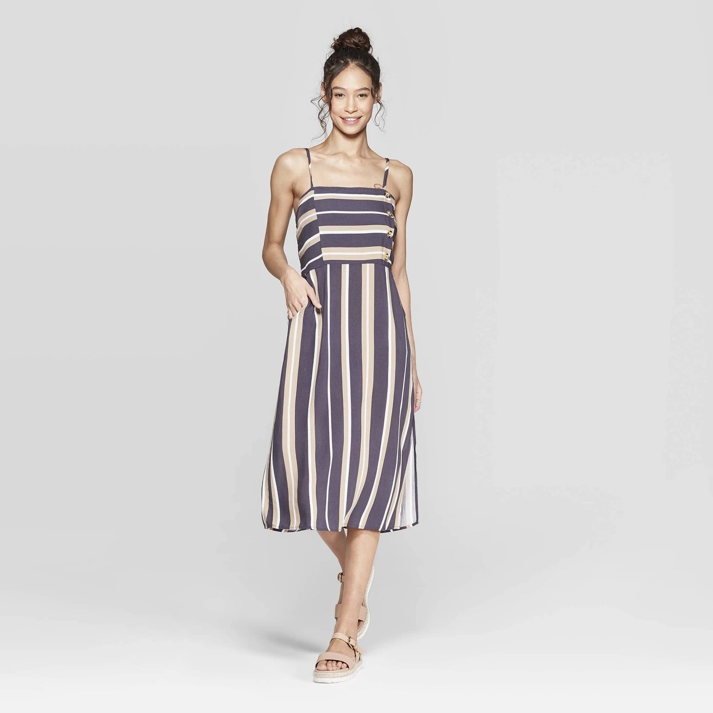 Striped strappy dress clearance