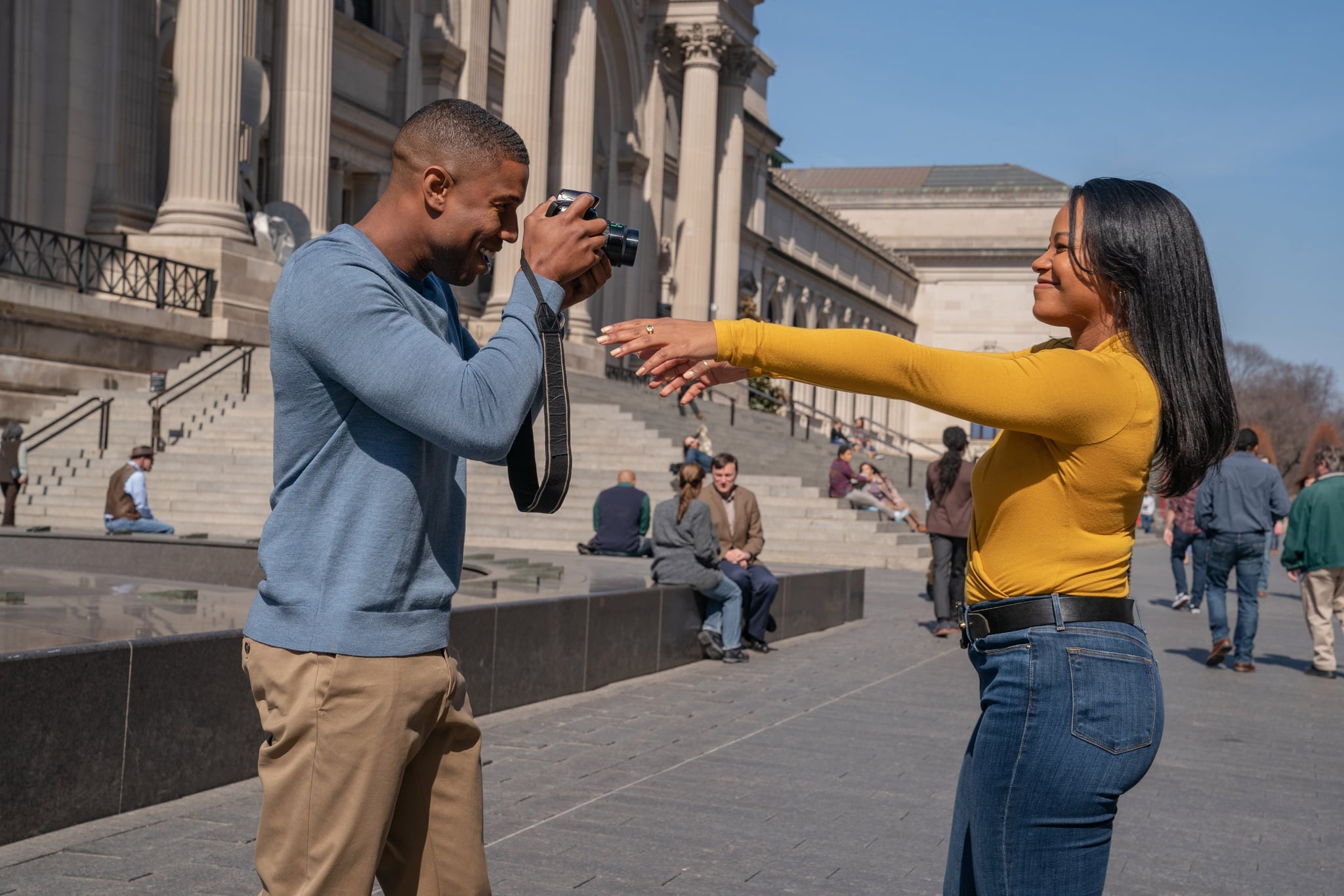 A JOURNAL FOR JORDAN, from left: Michael B. Jordan, Chante Adams, 2021. ph: David Lee /  Sony Pictures Entertainment / Courtesy Everett Collection