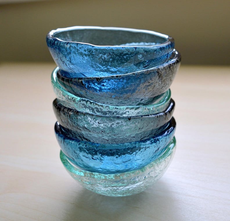 A Gorgeous Bowl Set: Set of Six Fused Glass Small Bowls