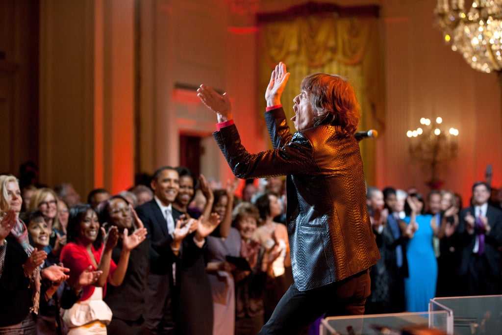 President Obama and the first lady watched from the front row as Mick Jagger performed at the White House in February 2012.
Source: Flickr user The White House