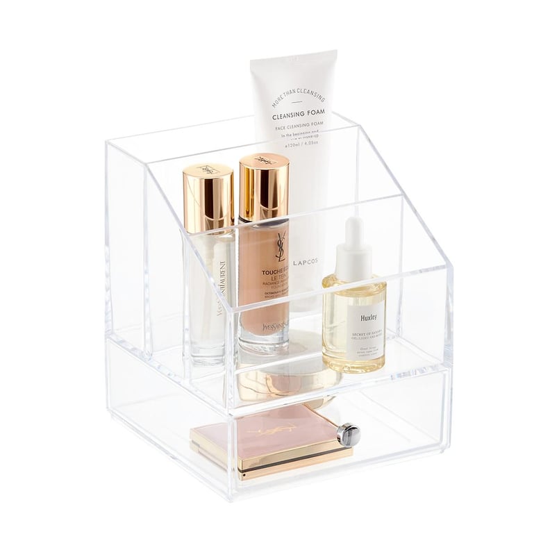 Luxe Cosmetic & Brush Organizer Clear, 6-1/4 x 8-1/2 x 3-5/8 H | The Container Store