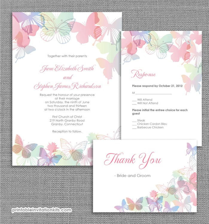 Spring Butterflies Wedding Invitation